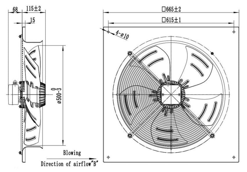 Extractor de aire axial STERR 500 mm - AXF500B
